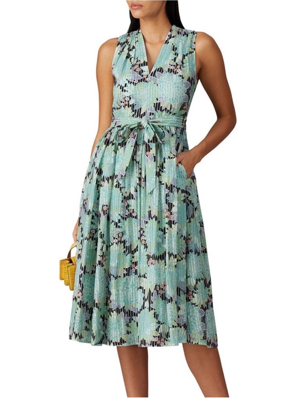 Kate Spade Dahlia Bloom Burnout Midi Dress Mint Green Floral Size 2